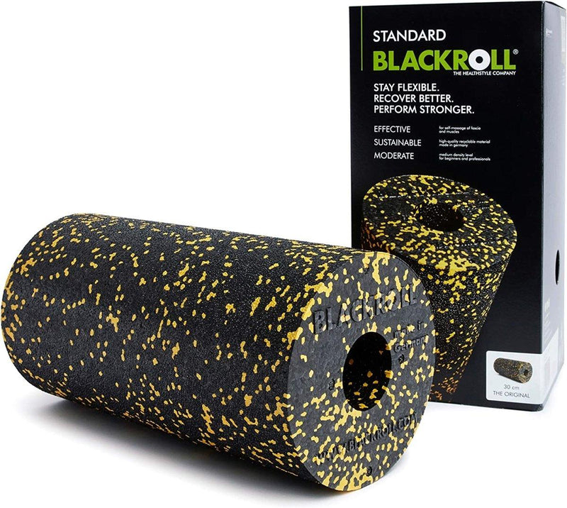 BLACKROLL® STANDARD Rouleau pour Fascia Original (30 x 15 cm), Rouleau de fitness pour automassage du dos et des jambes, Efficace pour l´entrainement fonctionnel, dureté moyenne, Fabriqué en Allemagne - LUXING SPORT